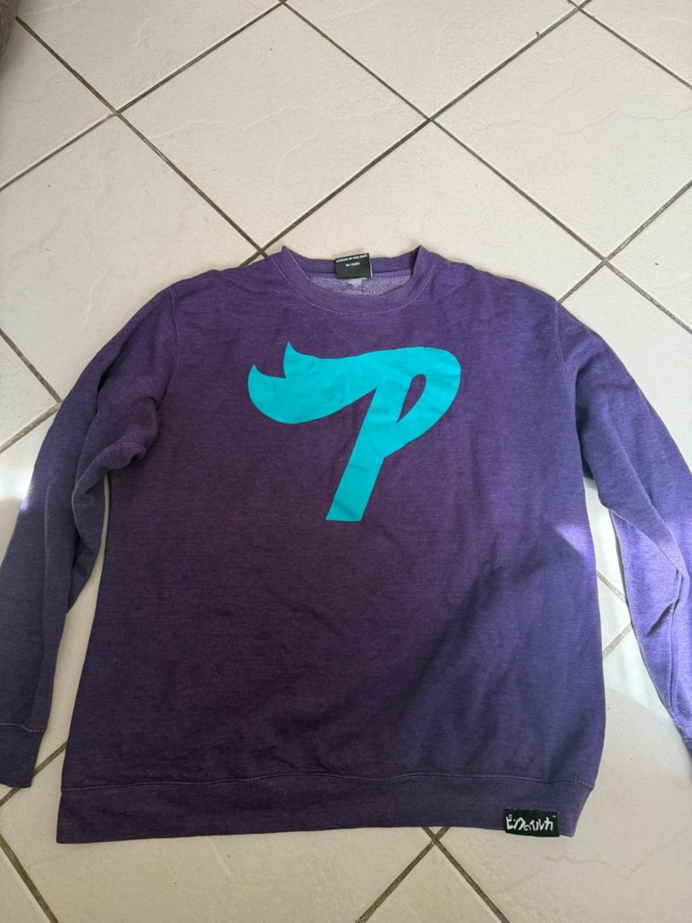 Pink Dolphin Purple Crewneck Sweater with Teal Logo